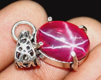 25.00 Ct Certified Natural Red Star Ruby 925 Solid Silver Pendant Loose Gemstone For Jewellary