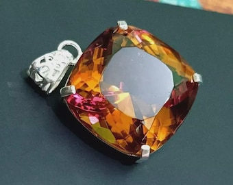 62 Ct Natural Zultanite 7 Color Pendant Cushion 925 Silver Certified Loose Gemstone