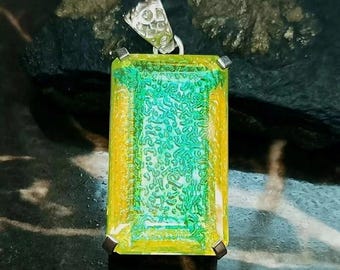95.00 CT+ Natural Doublet Monarch Fire Opal 925 Solid Silver Pendant Emerald Cut Loose Gemstone