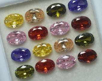 Natural Oval Cut Zircon Mix Color 25 Pcs CERTIFIED Loose Gemstone LOT