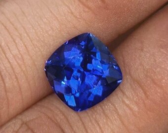 Natural 9.40 Ct+ Dark Blue Cushion Cut Tanzanite Certified Loose Gemstone