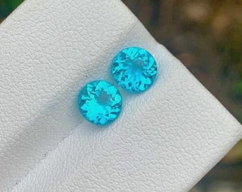 20 Ct+ 2 Pcs Certified Natural Paraiba Tourmaline Pair Neon Blue Loose Gemstone