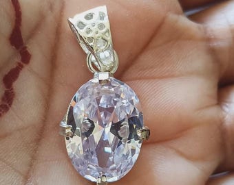 White Zircon 94 Ct+ Natural 925 Solid Silver Pendant Certified Loose Gemstone