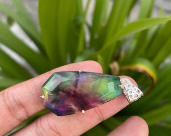 58.9 Ct Natural Ammolite Fancy 925 Solid Silver Certified Pendant Loose Gemstone for Making jewellery