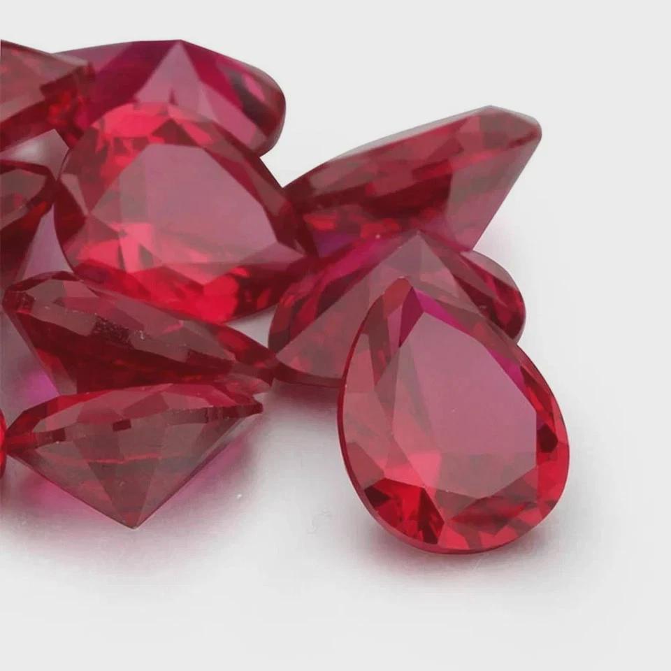 Ruby Lot Natural Burmese Red Ruby Lot: 100 Ct Pear Cut Gemstones for Jewelry ...