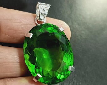 Certified Natural 90 Ct+ Brazilian OVAL CUT GREEN Topaz Pendant Loose Gemstone