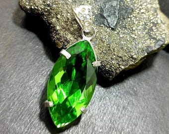 100 CT Rare Marquise Green Topaz 925 Solid Silver Pendant Loose Gemstone for jewelry making