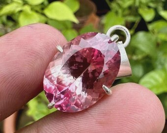 Natural 28.50 Ct+ Padparadscha Sapphire Oval Cut 925 Silver Pendant Gemstone