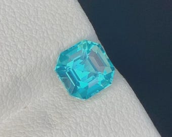 10 Ct+ Natural Paraiba Tourmaline Neon Blue Asscher Cut Certified Loose Gemstone