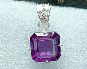 Alexandrite 32.30 Ct Natural Color Changing Asscher 925 Silver Pendant Gemstone for jewelry making A+