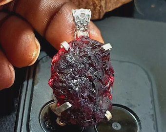 AAA Natural 150 Ct+ Red Painite Rough Burmese 925 Solid Silver Pendant Gemstone