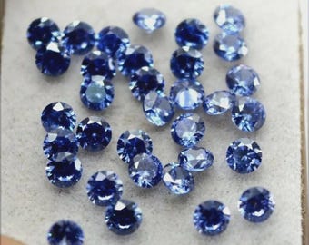 Certified Natural Ceylon Blue Sapphire Round Cut 6 mm 20 Pcs LOT Loose Gemstone