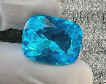 Natural 40 Ct+ Neon Blue Paraiba Tourmaline Cushion Cut Certified Loose Gemstone