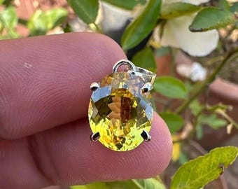 25.00 Ct Natural Yellow Sapphire OVAL Cut 925 Solid Silver Pendant Gemstone