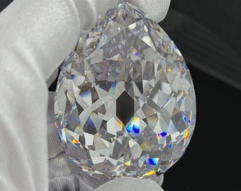 100 Ct Natural Certified Pear Cut Cambodian White Zircon Loose Gemstone