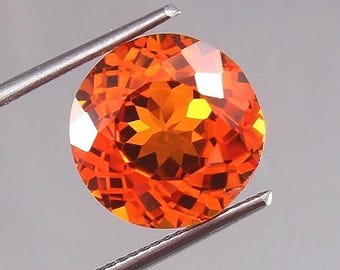 10 Ct+ Natural flawless Orange Sapphire Round Cut Loose Gemstone Certified For Jewelry
