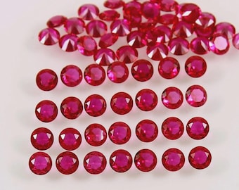 Natural Red Ruby 4 mm Round Cut Lot 25 Pcs Certified Loose Gemstone