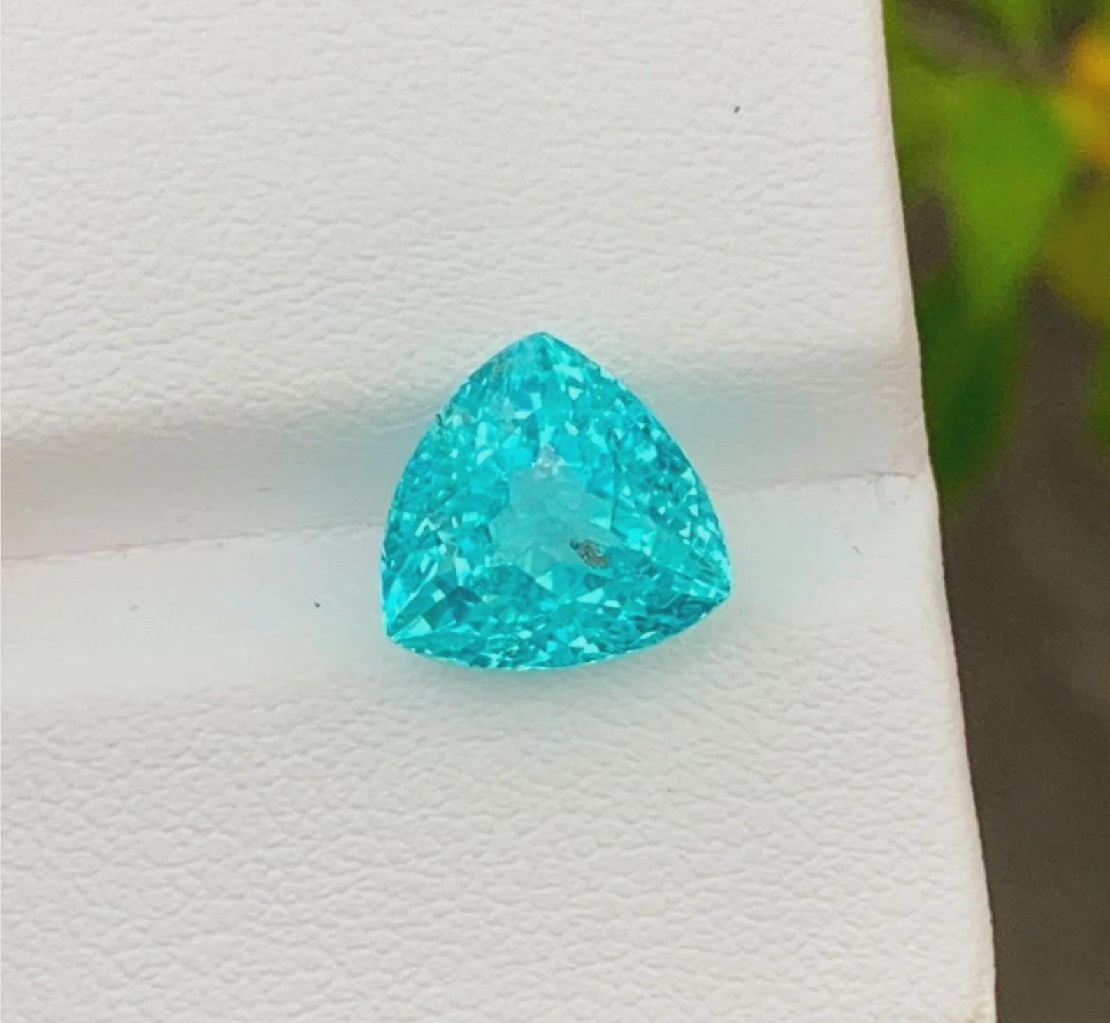 Natural 10 Ct Paraiba Tourmaline Blue Trillion Cut Certified Loose