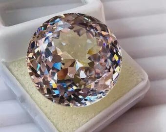 50 Ct Natural Certified Round Cut Cambodian White Zircon Loose Gemstone
