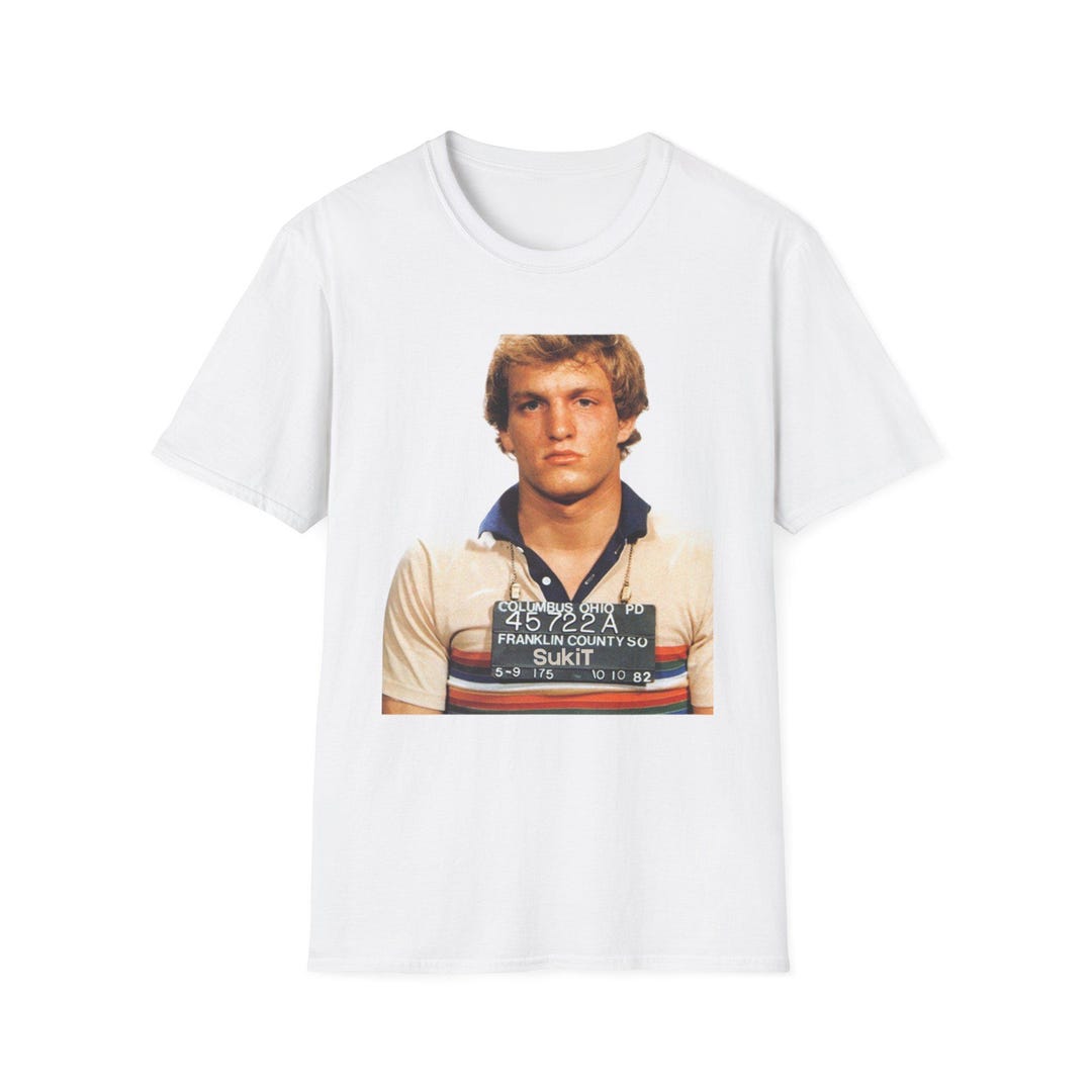 Sukit Mugshot T-shirt Funny Retro Woody Harrelson Arrest Tee, 80s Style ...
