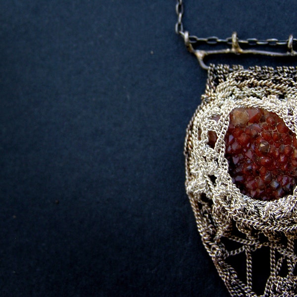 red earth native smokey quartz crochet necklace