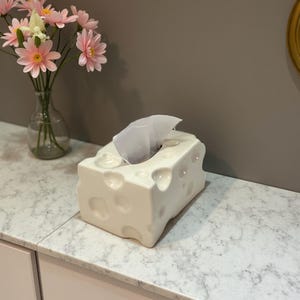 Porta fazzoletti in ceramica a forma di formaggio / Decorazione per la casa originale, porta tovaglioli divertente e perfetto per soggiorno, camera da letto o bagno