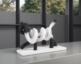 Abstract Resin Cat Figurine: Modern Geometric Sculpture