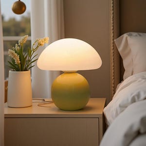 Ceramic Mushroom Table Lamp: Modern Accent Light for Desk, Bedroom, Living Room