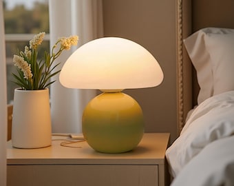 Ceramic Mushroom Table Lamp: Modern Accent Light for Desk, Bedroom, Living Room