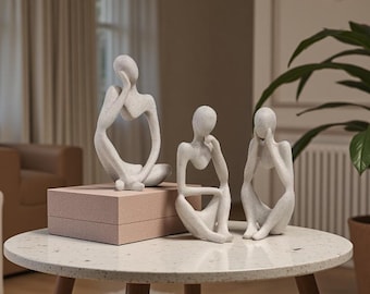 Scandinavian Abstract Art Figures | Minimalist Modern Resin Sculptures for Home Decor
