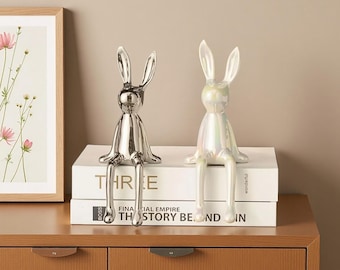 Luxe keramisch konijnstandbeeld: modern minimalistisch interieur