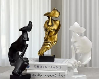 Abstract Thinker Statue: Modern Resin Sculpture, Home Office Decor