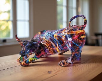 グラフィティ牛像：モダンな樹脂製ストリートアートホーム