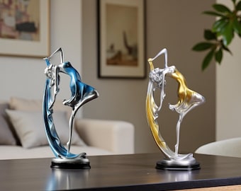 Escultura moderna de resina de bailarina: decoración europea para el hogar