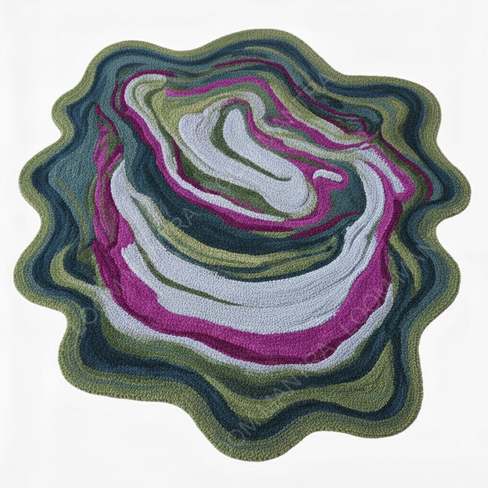 Hand Tufted Wool Rug, Organic Abstract Wave, Neutral Boho Decor - Etsy