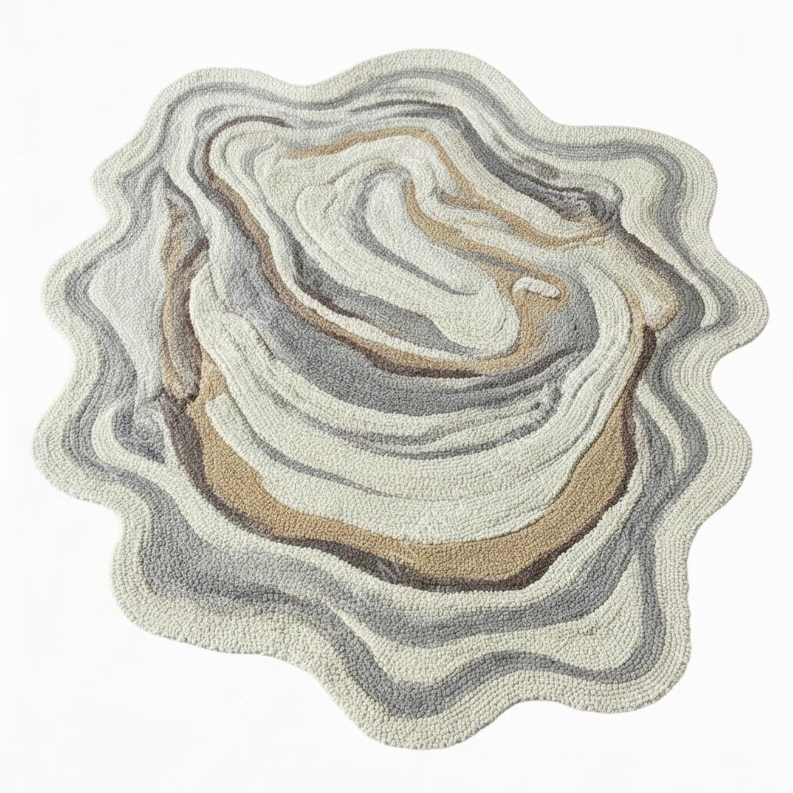 Hand Tufted Wool Rug, Organic Abstract Wave, Neutral Boho Decor - Etsy