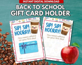 Portatarjetas de agradecimiento para maestros: Café de regreso a clases (Descargar PDF)