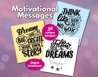 Positive Affirmation Cards, Motivational Inspiration Notes Bundle, Printable Positive Quotes Bookmarks, Lunchbox Notes