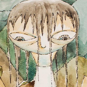 Quasi tot: Original Aquarellbild