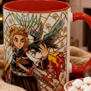 Anime Rengoku Kaffeetasse: Stained Glass Style Design