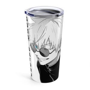 Anime Tumbler 20oz, Gojo Design, Manga Fan Gift, Travel Cup, Hot/Cold Drink Container