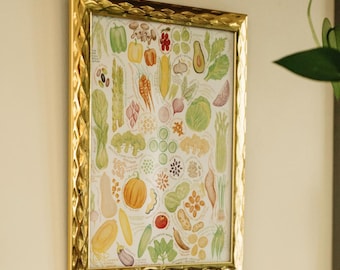 8.5"x11" VEGETABLES Carb-Counting Art Print for your Kitchen