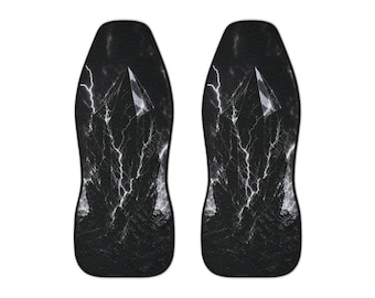 Black Electrified Crystal White Car Seat Covers | Geometric Lightning Pattern | Travel Accessories | Car Accessories