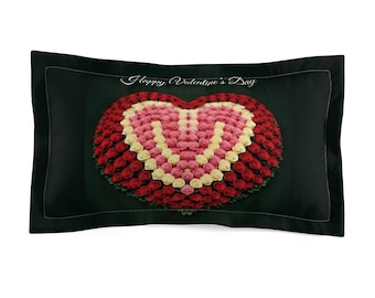 Rose Heart Arrangement Microfiber Pillow Sham | Valentine's Day Floral Decor
