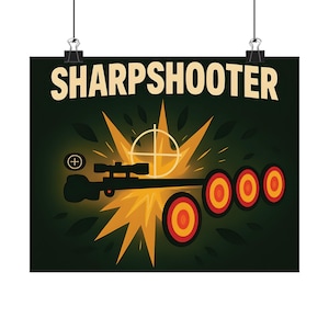 Sharpshooter Matte Poster, Wall Art, Gunner Decor, Target Shooting Print, Shooter Gift, Sportsman Home Decoration