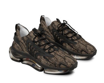 Tree Bark Pattern Men's Mesh Sneakers | Wood Texture Athletic Shoes | Mens Sneakers | Mens Shoes