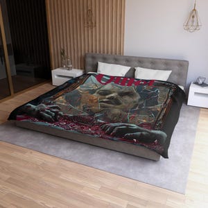 Gothic Horror Microfiber Duvet Cover | Spooky Bedroom Decor, Halloween Bedding, Unique Gift, Home Accessories, Quirky Art