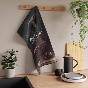 Funny Snake Tea Towels, Unique Kitchen Decor, Snake Lover Gift, Slippery Sucker Design, Fun Home Accessories