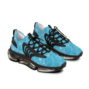 Blue Pool Water Pattern Sneakers | Men's Mesh Sneakers | Aqua Wave Athletic Shoes | Mens Sneakers | Mens Shoes