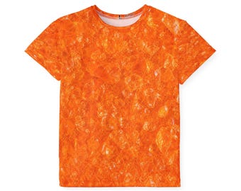 Oranje kinderjersey met crushed crystal print | Sportieve kinderjersey | Kinderjersey